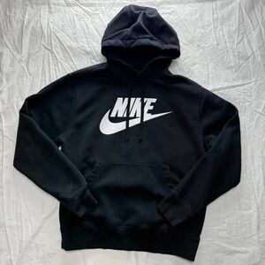 Nike Men's Black Hoodie Sportswear Club Fleece Active Graphic Sweatshirt Sz M